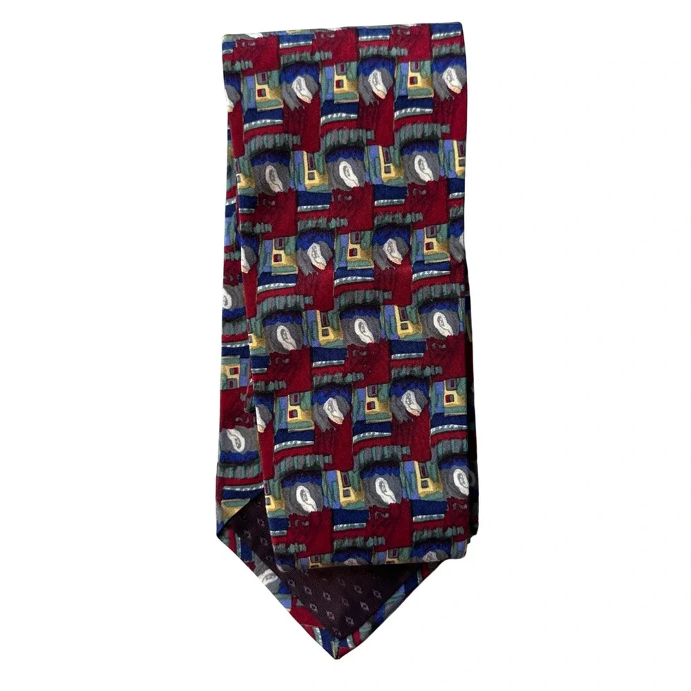 J. Garcia‎ Necktie Mens OS Burgundy Abstract Geometric Silk Jerry Garcia Art Tie